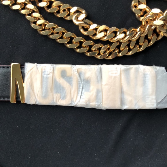 Moschino double chain gold/leather belt. Size 38 - Picture 3 of 11